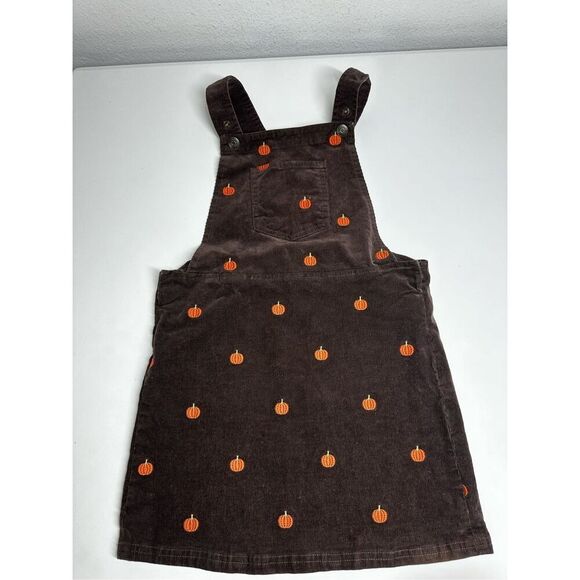 Gymboree Girls Perfect Pumpkin Corduroy Jumper Brown Bear Sz 8 Embroidered - Picture 1 of 9